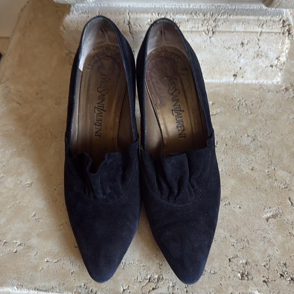 Vintage Yves Saint Laurent Black Suede Pumps - Picture 2 of 5
